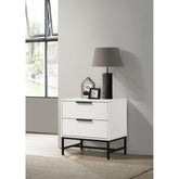 Avalon White 2-drawer Nightstand Bedside Table