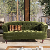 Harmony Rosa Victorian Chesterfield Loveseat, Olive Green Performance Velvet