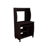 Polyxena cart computer cart utility cart with hutch shelves spice rack mobile on locking castors red cocoa espresso