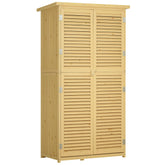 5' x 3' Wooden Garden Storage Shed, Sheds & Outdoor Storage with Asphalt Roof & 2 Large Wood Doors with Lock, Natural
