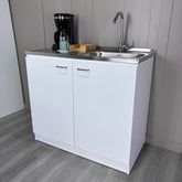 Pulsar Utility Sink With Cabinet, Double Door, One Shelf -White