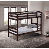 Twin Over Twin Transitional Bunk Bed Arch Design Espresso Finish