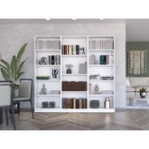 Crown 3 Piece Home Bookcase set, 74" Wide with 14 Shelves , Living Room Set Set White