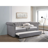 Quasar Smoke Gray Fabric Daybed W/Trundle (Twin)