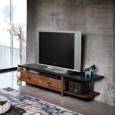 Zeus Walnut & Black Finish TV Stand