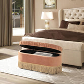 Tale 38" Oval Storage Bench Ottoman, Peach Orange Velvet