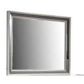 Vista Modern & Contemporary Style Mirror Made with Wood and Gold Accents in River Sand Grey (INCLUDES MIRROR ONLY)