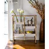 Agamemnon Gold & White Washed Finish Serving Cart