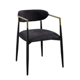 Aphrodite Black Chenille & Black Finish Side Chair (Set of 2)