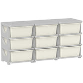 29.5" 3 Tier Kids Storage Unit Dresser Tower w/ 9 Drawers, Cream White
