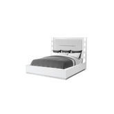 LED Queen Size Bed Made with Wood in Milky White Color