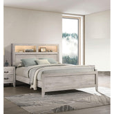 Agamemnon Bedroom 1pc Full Size Bed w Headboard Shelves and Light White Wash Contemporary Furniture
