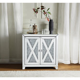 Infinity Mirrored & Faux Diamonds Console Cabinet