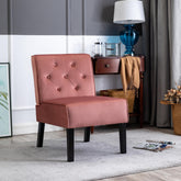 Venus 53" 2Piece Living Room Armless Button Tufted Pattern Accent Chair with Velvet Fabric and Premium High Density Foam Cushion, Rose