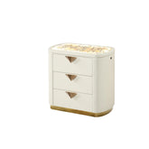 Harmony Pierre Modern Style 3-Drawer Night stand Made with Wood and Gold Accents in Beige