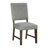 Fable Finish Wood Side Chairs Set of 2, Gray Textured Fabric Upholstered Seat and Back Modern Dining Furniture