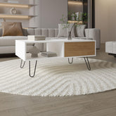 Jason 39" Wide Coffee Table with One Drawer, One Shelf, Rectangular, Living Room White - NAtural Oak