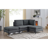 Linen Upholstered Modular Sectional with Metal Legs