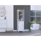 Vista 4-Shelf Linen Cabinet Light Oak and White