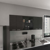 59-inch Two Center Glass Doors Wall Cabinet Wenge