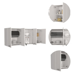 Sanctuary 59-inch Two Center Glass Doors Wall Cabinet White