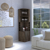 Story Corner Bar Cabinet, Two External Shelves Espresso