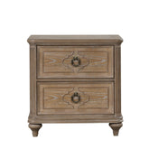 Agamemnon Contemporary 1pc Nightstand Rustic Oak Veneer Solid wood Bedside Table w USB-A And USB-C