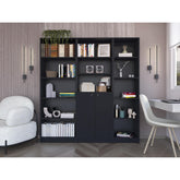 Eden 3 Piece Home Bookcase set, 67" Wide with 13 Shelves and Two-Door Cabinet , Living Room Set Set Black