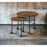 Paradise Vintage Oak Finish Nesting Table Set
