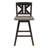 Mercury Height Chairs Set of 2, Black Gray 360-degree Swivel Chair Solid Rubberwood Kitchen Dining Furniture, Divided X-Back