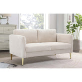 60.63" Wide Modern Corduroy Loveseat, Plush Upholstered Cushions, Solid Wood Frame, Compact Living Room and Apartment Furniture