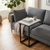 Orion C Side Table with Genuine Marble Top in White/Black
