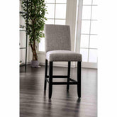 Rustic Style 2pc Counter Height Chair Padded Fabric Seat And Backrest Light Gray Finish Dining Room