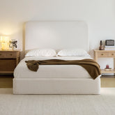 Perseus Tall Headboard Upholstered Bed / 52" High Headboard / Elegant Simplicity / No Box Spring Needed / Easy Assembly / King / Pearl White Chenille