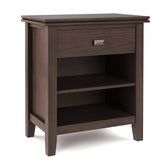 Demeter 24 inch Wide Solid Wood Bedside Table in Warm Walnut Brown