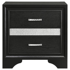 Black 2-drawer Nightstand with Hidden Jewelry Tray