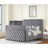Vertex Modern Style Tufted and Upholstered King Bed made with wood in Gray