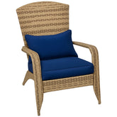 Patio Adirondack Chair with Rattan Wicker, Soft Cushions, Tall Curved Backrest for Deck or Garden, Dark Blue