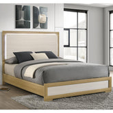 Quasar Natural and White Wood Queen LED Panel Bed
