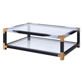 Mercury Clear Glass & White Brushed Finish Coffee Table