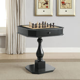 Celestia Black Finish Reversible Chess Checker Game Table w/Game Tray (Chess Fingures Not Included)