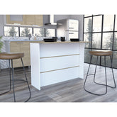 Chronicle Kitchen Island with Ample Workstation and 2-Tier Shelf White / Light Pine
