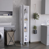 Infinity 70" Tall Storage Cabinet Broom Closet with Broom Hangers,and Four Shelves White