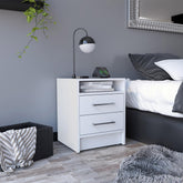 Hephaestus Nightstand , End Table, Side Table Superior Top, Two Drawers -White