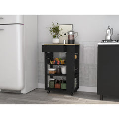 Wenge and Light Oak 5-Shelf 1-Drawer Kitchen Cart