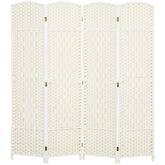 Folding Room Divider Screen 4 Panel 6' Tall Privacy Screen Freestanding Wood Partition for Home Office, White