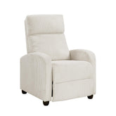 Modern Push Back Recliner Chair Beige Soft Corduroy Upholstery Comfort Solid Wood Living Room Furniture 1pc