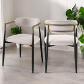 Aphrodite Beige Linen & Black Finish Side Chair (Set of 2)