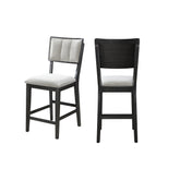Set of 2 Light Gray Counter Height Dining Chair Fabric Upholstery High-back Dark Wooden Frames