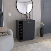Rhapsody Bar Cart with Integrated Wine Storage, Spacious Cabinet and Smooth Rollers